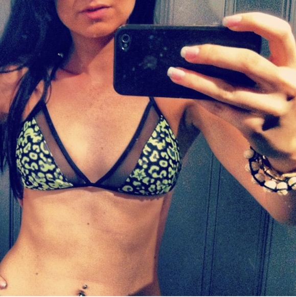 Black leopard print mesh bikini - Picture 7 of 7